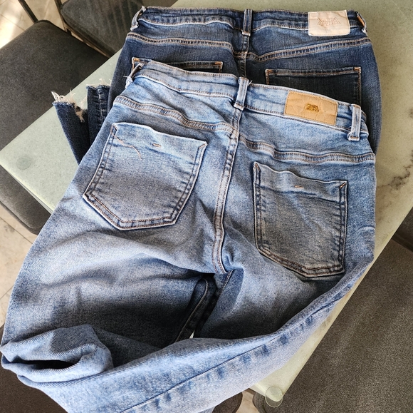 ZARA Set of 2 Mid Rise Skinny Stretch Jeans Size 6 - Picture 3 of 15